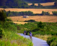 Ciclistes  a les Cases Noves de Can Pardo.